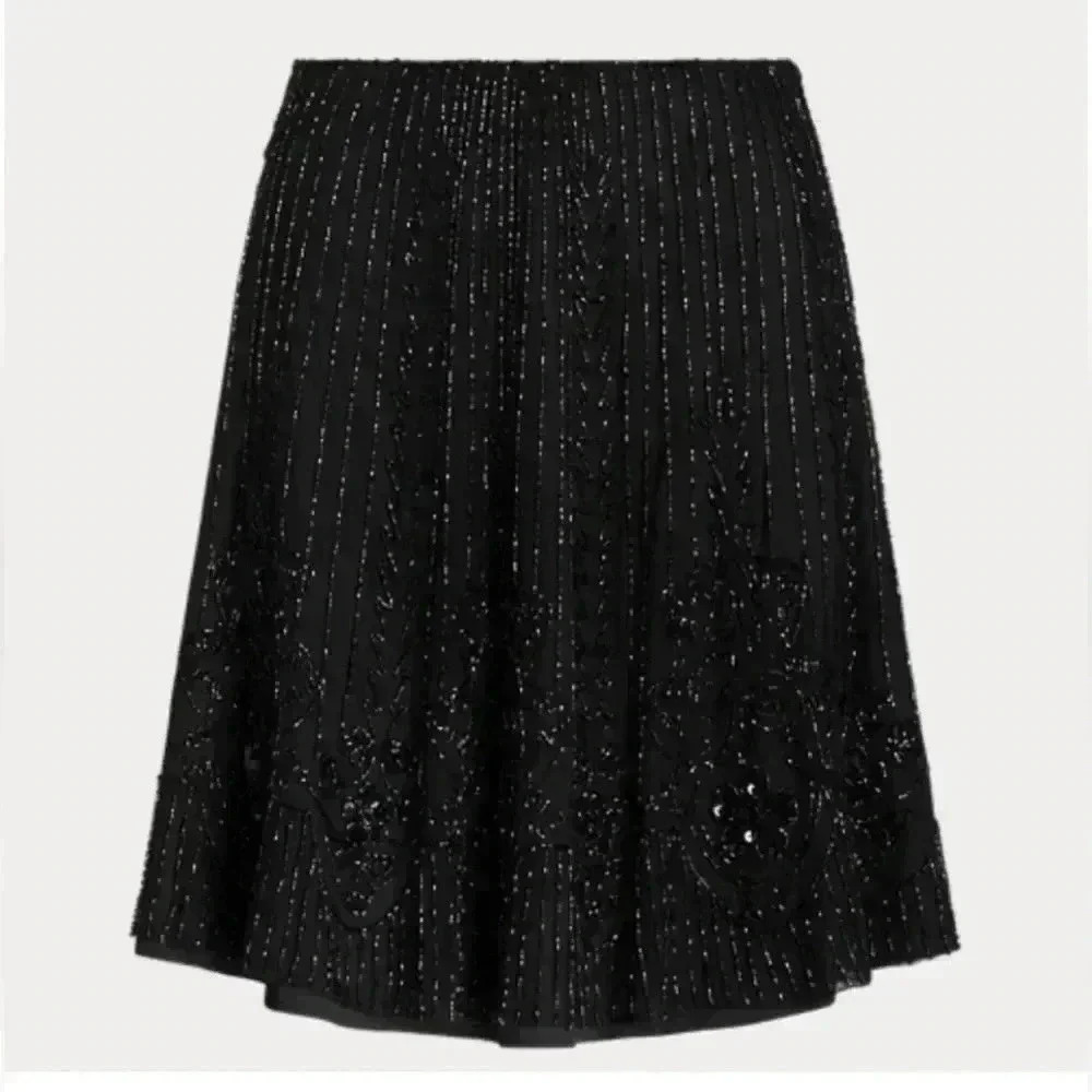 Lauren Ralph Lauren Black Beaded
Mesh A-Line Skirt Size 6 NWT Retail $295 - Picture 3 of 9